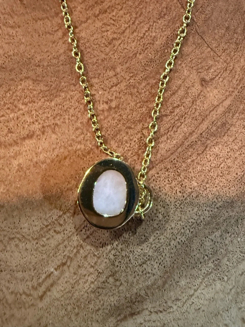 Anthropologie Minimalist Gold Pendant Layered Neckace blush moonstone - Picture 3 of 5